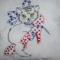 embroidered with bead work decorative throw pillow kitty cat in a red shoe white lace