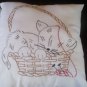 embroidered 1 pillowcase 1 decorative bed pillow kitty cat in a basket