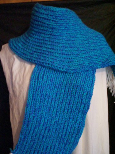 two tone blue loom knitted winter scarf handmade