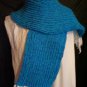 two tone blue loom knitted winter scarf handmade