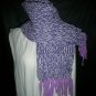 purple white lavender fringe adult knitted winter scarf handmade