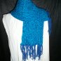 dark blue teal blue knitted winter scarf handmade