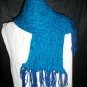 dark blue teal blue knitted winter scarf handmade