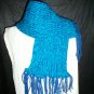 dark blue teal blue knitted winter scarf handmade