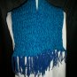 dark blue teal blue knitted winter scarf handmade