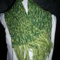 light to dark multi green knitted winter scarf handmade