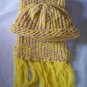 child's knitted hat and scarf set light tan and yellow handmade