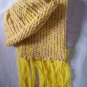 child's knitted hat and scarf set light tan and yellow handmade