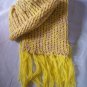 child's knitted hat and scarf set light tan and yellow handmade