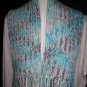 knitted winter scarf handmade baby blue and gray adult size