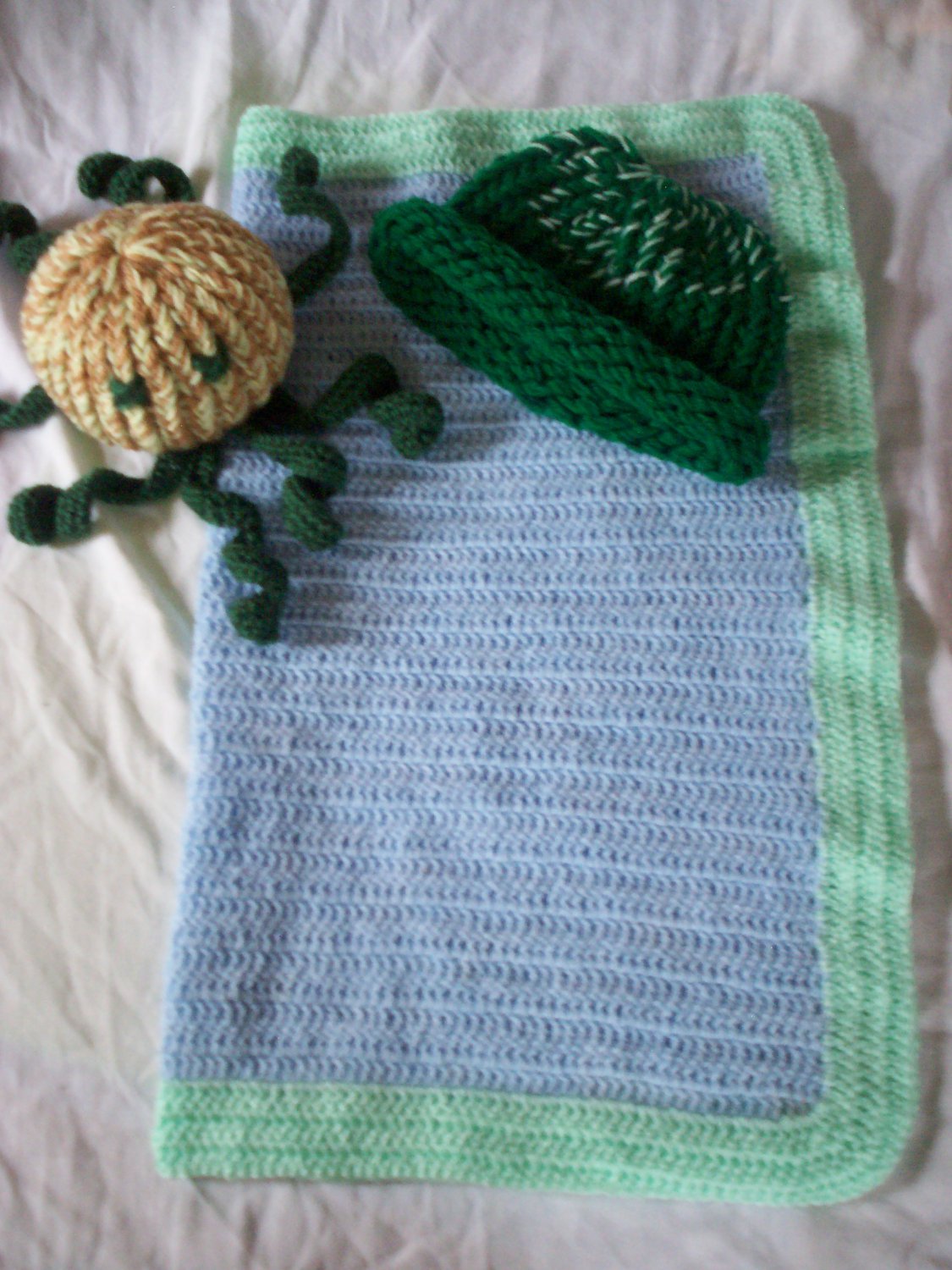 preemie crochet blanket plus 1 knitted winter hat toy octopus handmade