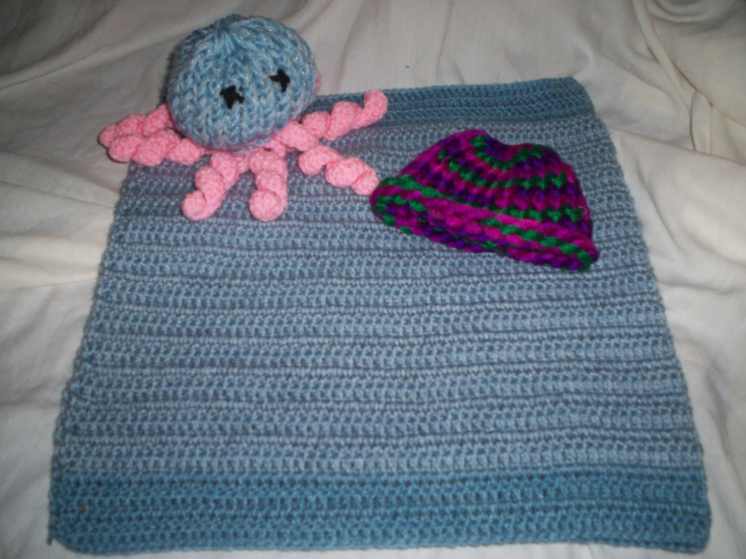 preemie crochet blanket plus 1 knitted winter hat toy octopus handmade