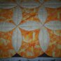 handmade less than traditional circle throw quilt 62 x 44 retro orange and cream