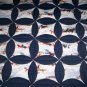 circle throw lap quilt handmade 60 x 47 wild horses and dark blue