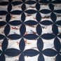 circle throw lap quilt handmade 60 x 47 wild horses and dark blue