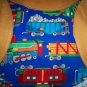 throw or lap quilt trains on tan flannel backing handmade 62 x 46