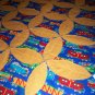 throw or lap quilt trains on tan flannel backing handmade 62 x 46
