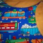 throw or lap quilt trains on tan flannel backing handmade 62 x 46