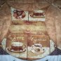 handmade circle quilt lap or throw coffee lovers delight 59 x 46 less than tradition