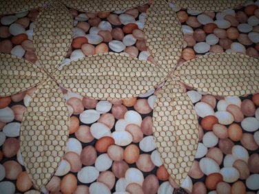 handmade circle quilt eggs in a wire basket 61 x 47 less than traditional