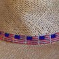 usa flag red white blue ole glory glass seed bead hat band handmade 26 1/2 inches by 1/2 inch