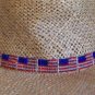 usa flag red white blue ole glory glass seed bead hat band handmade 26 1/2 inches by 1/2 inch
