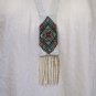 necklace glass seed bead 19 inches diamond shape on white hand made