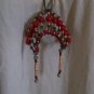 safety pin war bonnet head dress red copper glass seed bead handmade