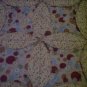 handmade circle lap baby throw quilt 50 inches by 50 inches buttons and pins fabric