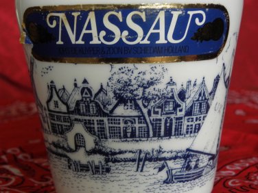 Nassau De Kuyper Blue Cobalt on White Glass Bottle  Empty Collectable Rare