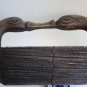 Primitive Antique 18" Wooden Hand Carved European Basket w/ Swan Handles 1800's