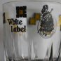 Large Whisky Clear Glass with Black and Yellow Brands White label Ballantines 4"