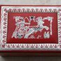 Old Vintage Silver Tooled and Painted Red Leather Jewelry Trinket Box 9" Rare