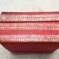 Old Vintage Silver Tooled and Painted Red Leather Jewelry Trinket Box 9" Rare