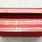 Old Vintage Silver Tooled and Painted Red Leather Jewelry Trinket Box 9" Rare