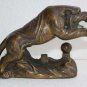 Old Antique Chinese Bronze Tiger Stamped Green Patina Gorgeous Home Bar Decor 7"