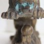 Old Antique Chinese Bronze Tiger Stamped Green Patina Gorgeous Home Bar Decor 7"