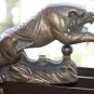 Old Antique Chinese Bronze Tiger Stamped Green Patina Gorgeous Home Bar Decor 7"