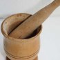 Old Vintage Russian Wood Mortar and Pestle Folk Art Country Home Bar Decoration