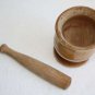 Old Vintage Russian Wood Mortar and Pestle Folk Art Country Home Bar Decoration