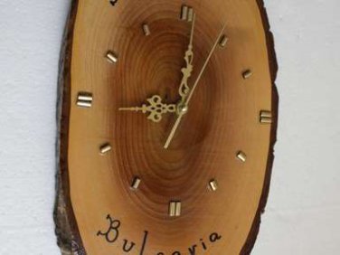 Vintage marvelous BULGARIA NESSEBAR natural wood wall clock Working Rare 17"