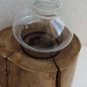 Old Vintage Wooden Candle Holder with Clear Glass Round Shade Chimney Handmade