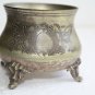Beautiful Old Vintage Footed Sterling Silverplate Small Bowl EPNS Bronze Feet 4"
