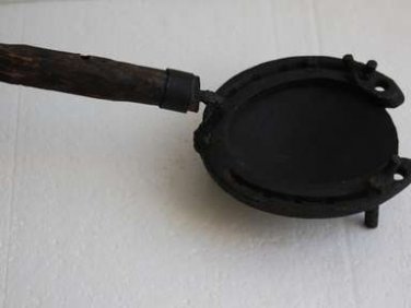 Old Custom Made Iron Ashtray Burner HorseShoe Wood Handle Rustic Primitive Rare