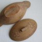Old Vintage Hand Carved Lidded Wooden Bowl Rustic Primitive Folk Art Decorative