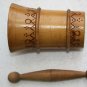 Old Vintage Handmade in Romania Mortar and Pestle Solid Wood Collectible