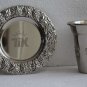 Judaica Shabbat Silver Plated Wine Kiddush Cup Goblet with Matching Tray Plate