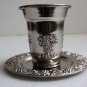 Judaica Shabbat Silver Plated Wine Kiddush Cup Goblet with Matching Tray Plate