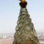 VTG Mid Century Modern Italy Light Amber Bubble Glass Genie Bottle Decanter 16"