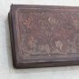 Antique Tooled and Painted Brown Thin Leather Jewelry Trinket Box 9" Rare
